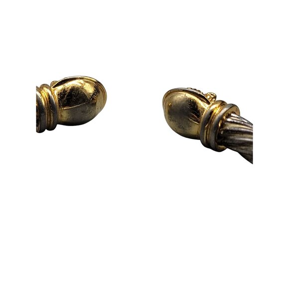 Twisted Cable Open Cuff Bracelet Lion Head End Caps Adjustable Silver/Gold Tone - Picture 11 of 16